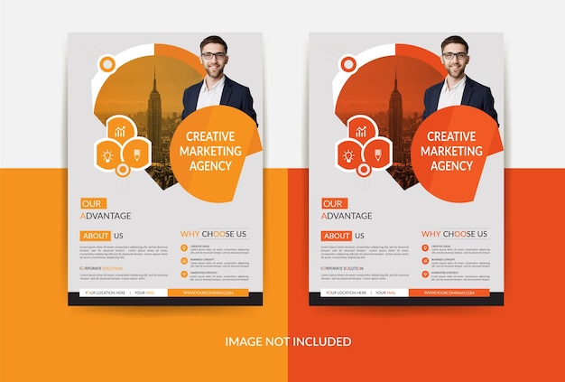 Corporate moderne digitale marketing flyer-sjabloon met oranje kleur