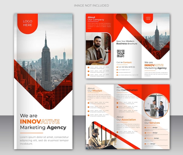 Corporate moderne zakelijke driebladige brochure ontwerpsjabloon