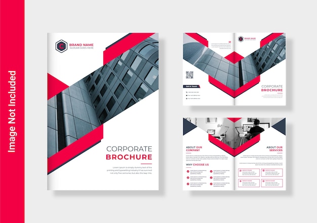 Corporate moderne zakelijke tweevoudige brochure ontwerpsjabloon met creatieve vorm Premium Vector