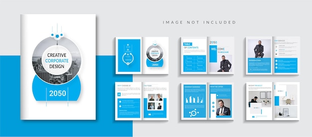 Corporate multipage business brochure template layout with blue color business brochure design