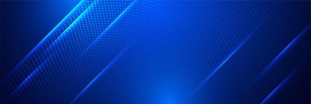 Sfondo di design banner ampio blu in stile neon aziendale design astratto banner 3d con sfondo geometrico tecnologia blu scuro illustrazione vettoriale