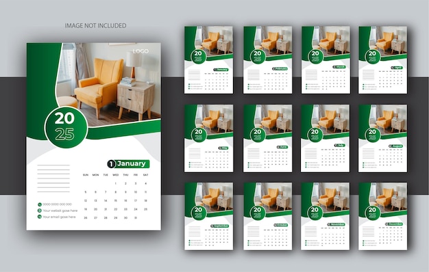 Corporate Office 12 month Wall Calendar Design 2025
