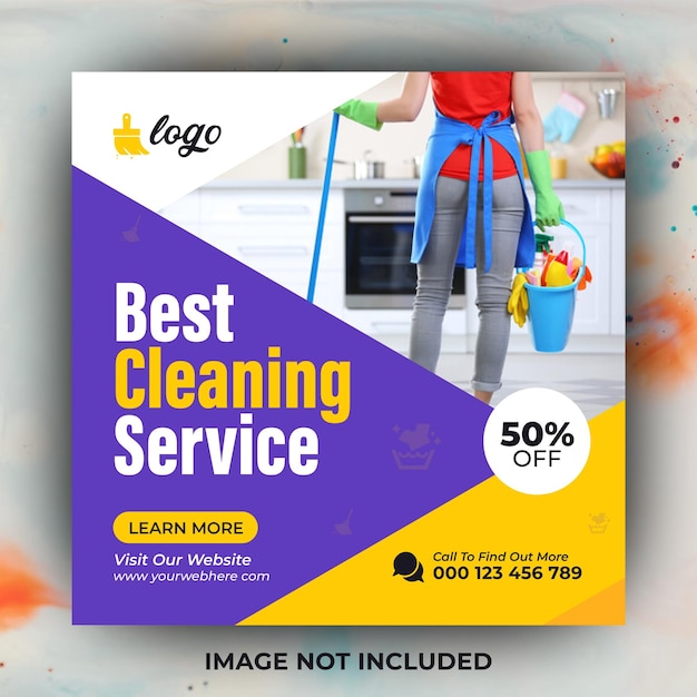 Vector corporate office and house cleaning service business promotion social media post or web banner