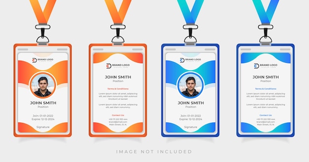 Vector corporate office id card design template blue and orange theme