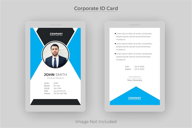 Corporate Office Id card for Employee premium vector