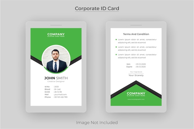 Corporate Office Id card for Employee premium vector