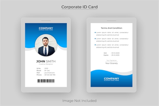 corporate office id card for employee premium vector