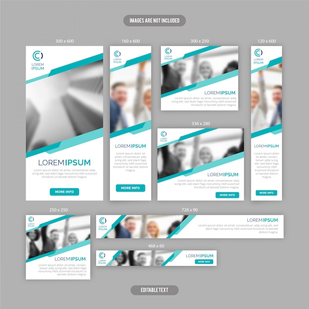 Vector corporate online banner template in various size