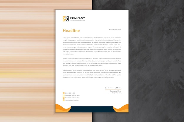 Corporate Orange color Flat design letterhead design