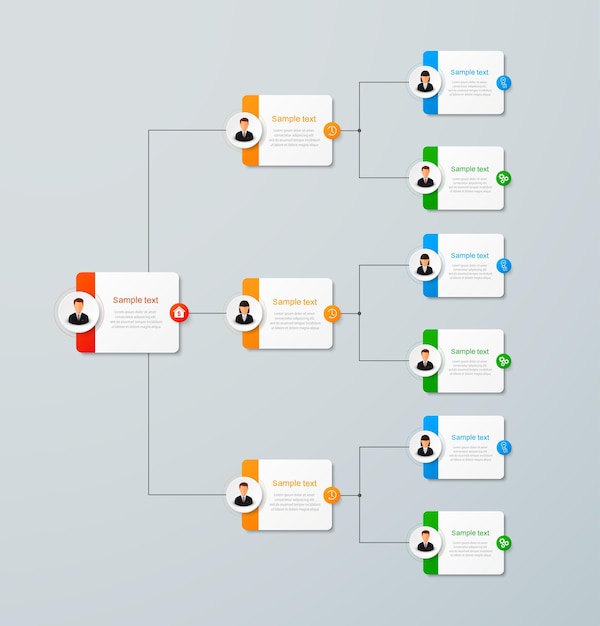 Corporate organizational chart infographic