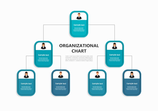 Corporate organizational chart with business avatar  icons