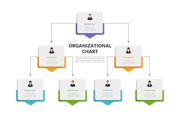Corporate organizational chart with business avatar  icons