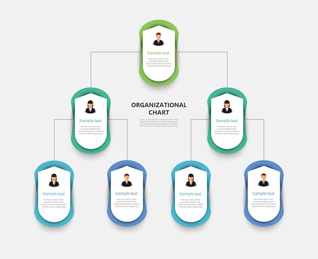 corporate organizational chart with business avatar icons