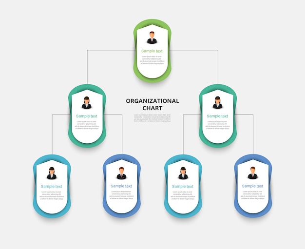 Vector corporate organizational chart with business avatar icons