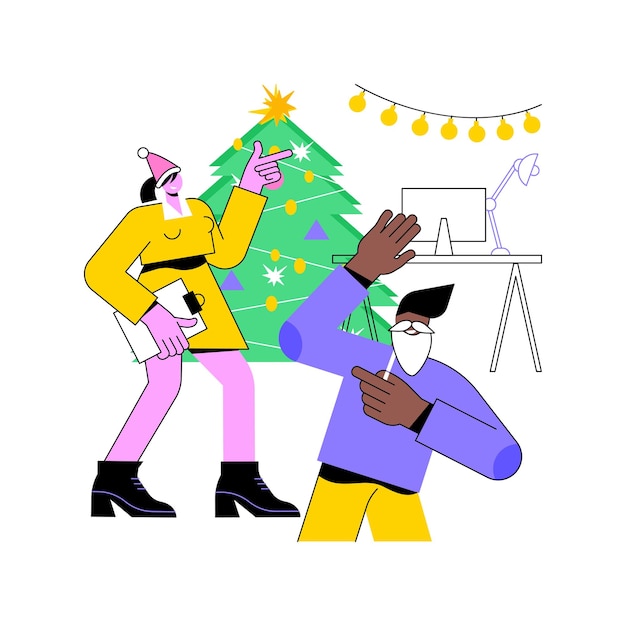 Vector corporate party isolated cartoon vector illustrations happy diverse colleagues celebrate holidays in smart office christmas and new year fun team building corporate party vector cartoon