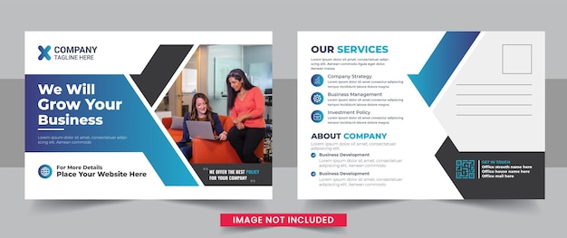 Corporate postcard design template for business agency