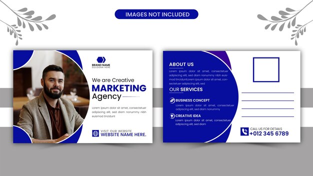 Corporate postcard design template premium vector