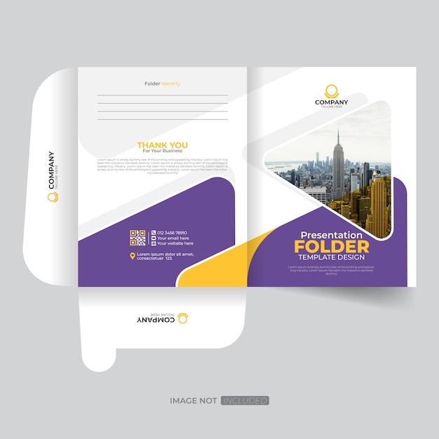 corporate presentation folder design template with business image logo and all company information