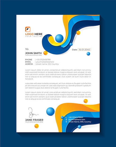 Corporate Professional Brand Letterhead Abstract Document Template