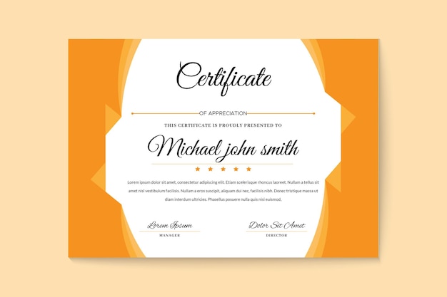 Corporate professional gold color certificate design