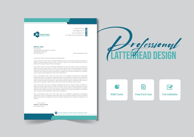 Corporate and professional  letterhead template design for your business