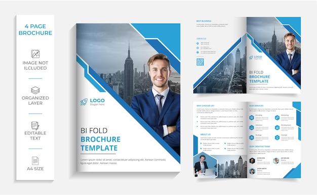 Corporate professional modern bi-fold brochure design template