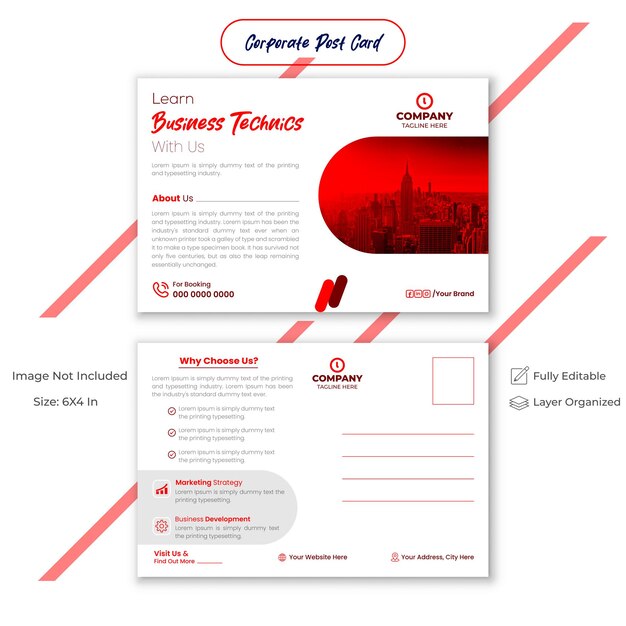 Vector corporate professional post card design template