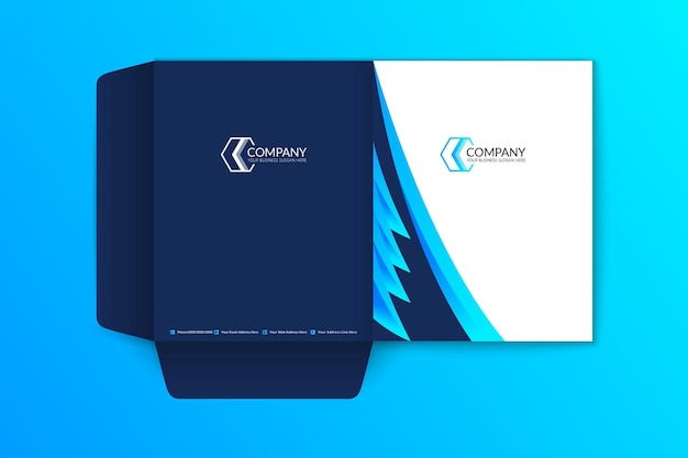 Corporate professional unique simple blue presentation folder design