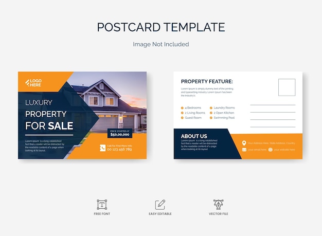 Corporate property  real state postcard card design template