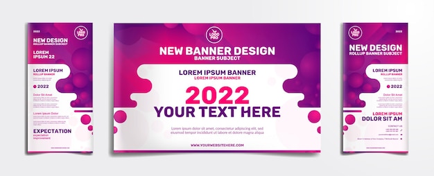 Vector corporate purple banner collection editable text