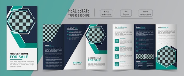 Corporate real estate and home apartment trifold brochure template design