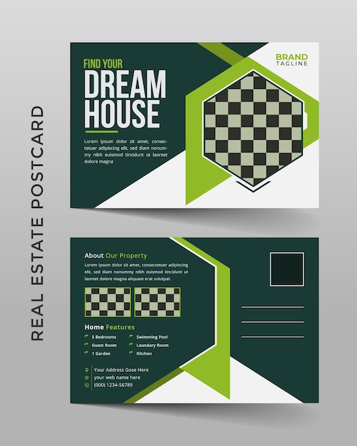 Corporate real estate postcard template design in vector