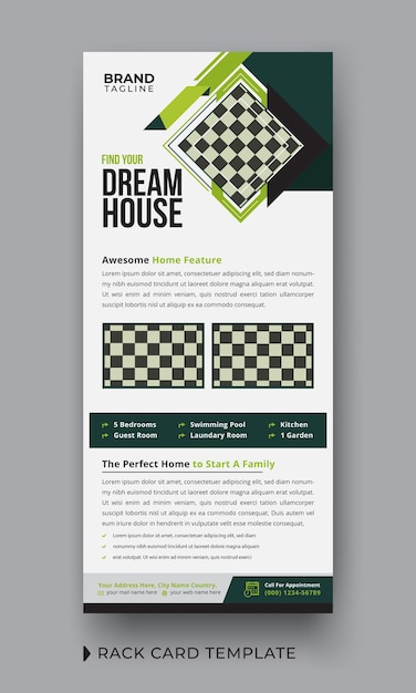 Corporate real estate rack card template design in vector layout