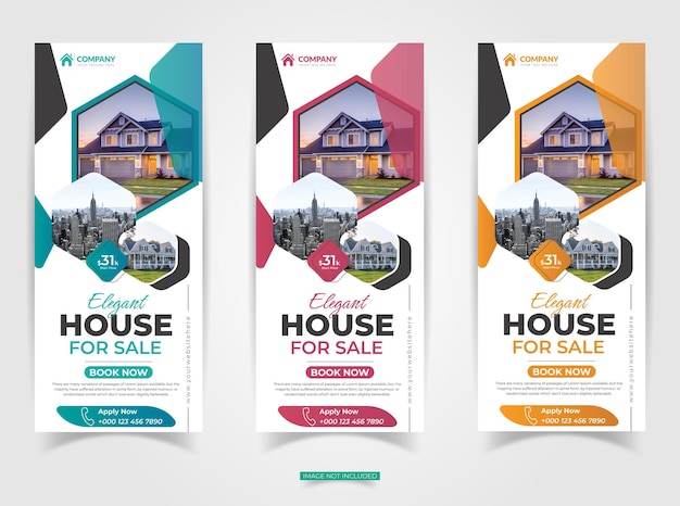 Corporate Real Estate roll-up banner-ontwerp of pull-up banner-sjabloon Premium Vector