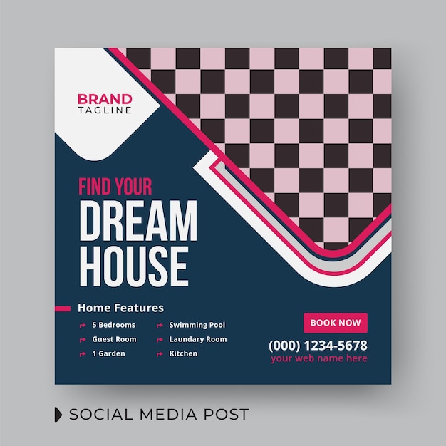 Corporate real estate social media post template design