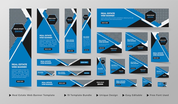 Vector corporate real estate web and ads banner template design