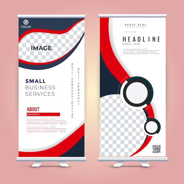 Vector corporate red rollup banner design