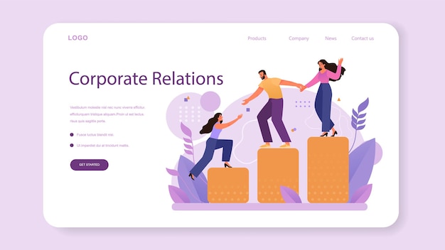 Corporate relations web banner or landing page business ethics