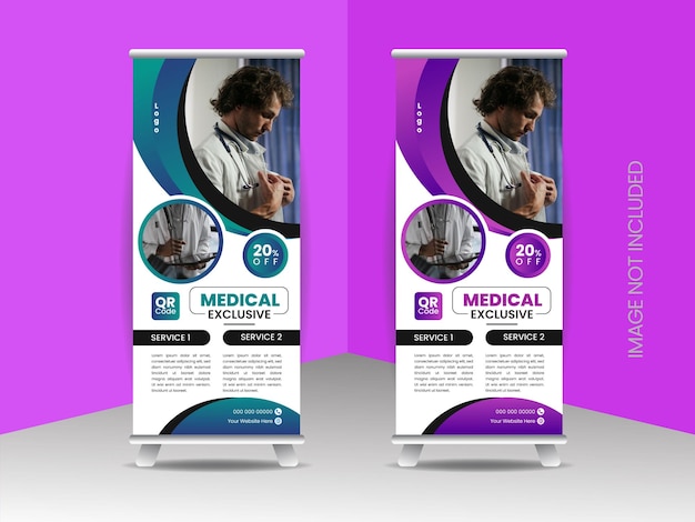 Corporate roll up banner design template vector illustration