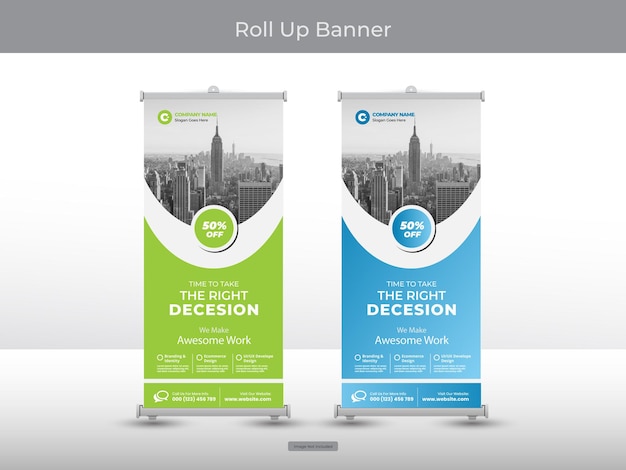 Modello di post sui social media banner roll up aziendale