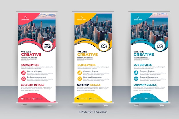 Corporate roll-up banner stand sjabloonontwerp lay-out advertentie pull-up banner