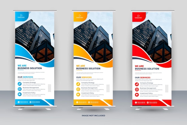 corporate roll up banner template with creative shapes ideas