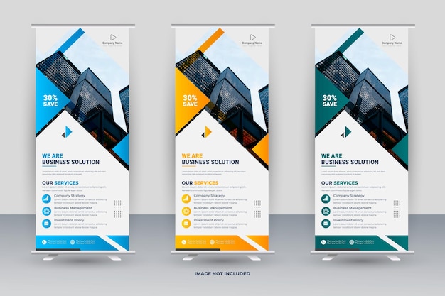 創造的な形のアイデアと企業のロールアップバナーテンプレート