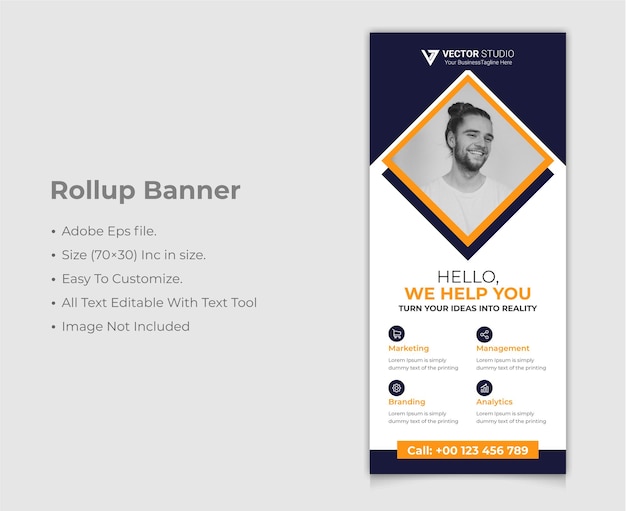 Corporate roll up banner