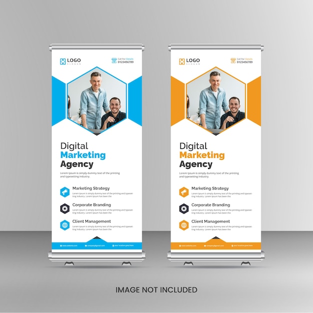 Vector corporate roll up stand banner template design for a business
