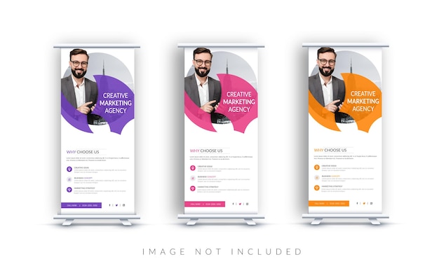 Corporate rollup or x banner template with  creative shapes