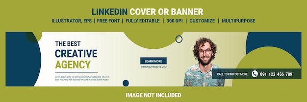 벡터 파란색과 녹색의 기업 단순 비즈니스 linkedin 페이지 표지 및 소셜 미디어 표지 디자인