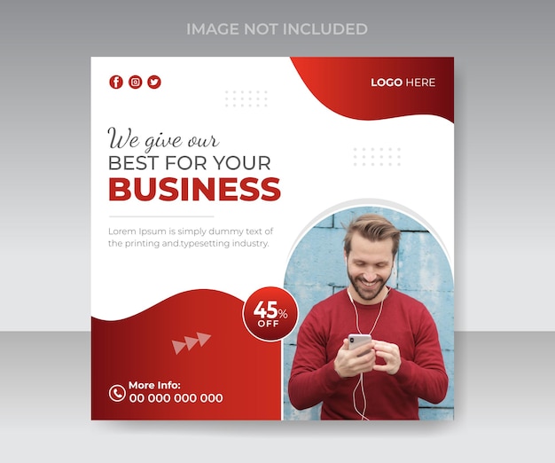 Corporate social media post advertising business cover template