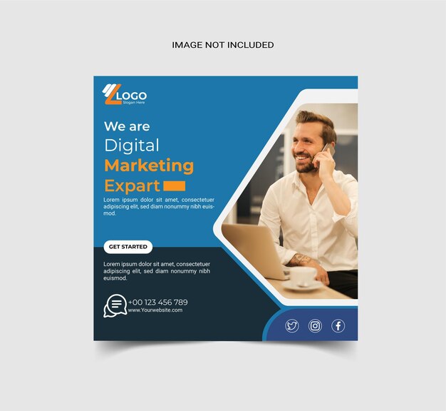企業のソーシャルメディアの投稿とデジタルマーケティングエージェンシーのテンプレート