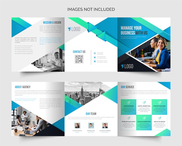 Corporate square professional business tri-fold brochure design template